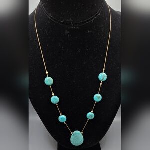 Stone Necklace Dyed Howlite 1/20th 14K Gf 20" Long